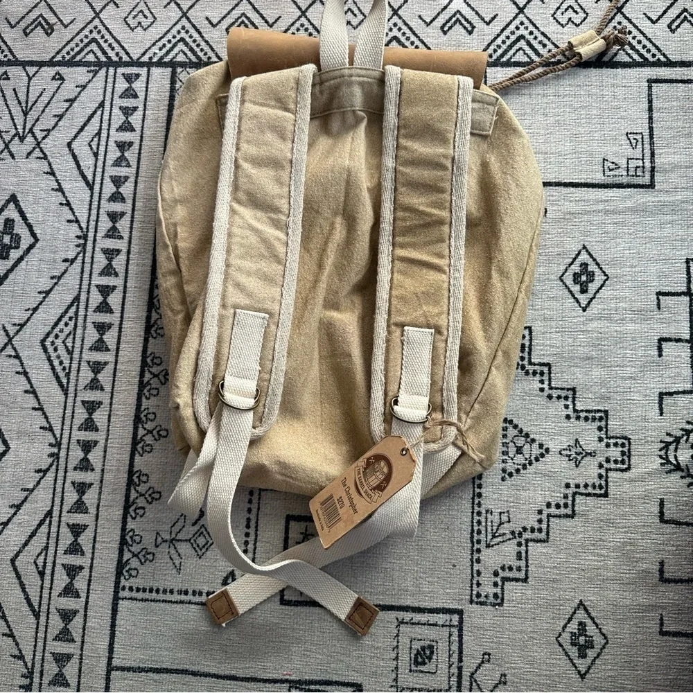 The Barrel Shack cream backpack Handcrafted f Vintage military Leather The Barrel Shack cream backpack Handcrafted f Vintage  main image 4